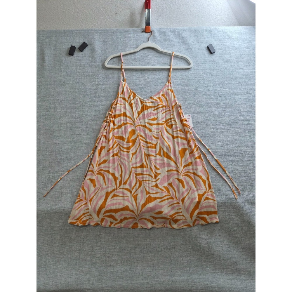 Roxy Beachy Vibes Lace Up Cover Up Dress Womens S Multi Tropical Spaghetti Strap